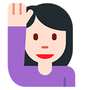 🙋🏻‍♀️ Emoji Frau mit erhobenem Arm: helle Hautfarbe Twitter Twemoji 12.1.3.