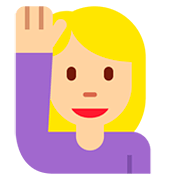 🙋🏼‍♀️ Emoji Mulher Levantando A Mão: Pele Morena Clara na Twitter Twemoji 12.1.3.