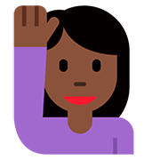 🙋🏿‍♀️ Emoji Mulher Levantando A Mão: Pele Escura na Twitter Twemoji 12.1.3.
