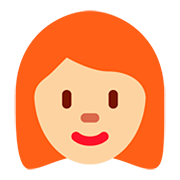 👩🏼‍🦰 Emoji Frau: mittelhelle Hautfarbe, rotes Haar Twitter Twemoji 12.1.3.