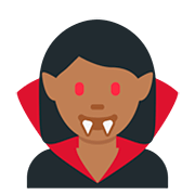 🧛🏾‍♀️ Emoji weiblicher Vampir: mitteldunkle Hautfarbe Twitter Twemoji 12.1.3.