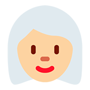 👩🏼‍🦳 Emoji Mujer: Tono De Piel Claro Medio Y Pelo Blanco en Twitter Twemoji 12.1.3.