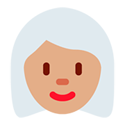 👩🏽‍🦳 Emoji Frau: mittlere Hautfarbe, weißes Haar Twitter Twemoji 12.1.3.