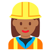 👷🏾‍♀️ Emoji Bauarbeiterin: mitteldunkle Hautfarbe Twitter Twemoji 12.1.