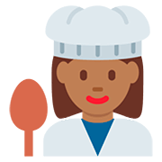👩🏾‍🍳 Emoji Cocinera: Tono De Piel Oscuro Medio en Twitter Twemoji 12.1.