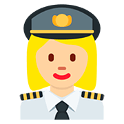 👩🏼‍✈️ Emoji Piloto Mujer: Tono De Piel Claro Medio en Twitter Twemoji 12.1.