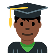 👨🏿‍🎓 Emoji Student: dunkle Hautfarbe Twitter Twemoji 12.1.