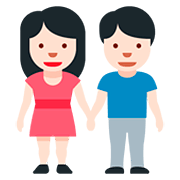 👫🏻 Emoji Mann und Frau halten Hände: helle Hautfarbe Twitter Twemoji 12.1.