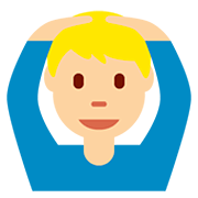 Emoji 🙆🏼‍♂️ Uomo Con Gesto OK: Carnagione Abbastanza Chiara su Twitter Twemoji 12.1.