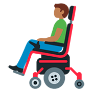 👨🏾‍🦼 Emoji Mann in elektrischem Rollstuhl: mitteldunkle Hautfarbe Twitter Twemoji 12.1.