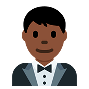 🤵🏿 Emoji Person im Smoking: dunkle Hautfarbe Twitter Twemoji 12.1.