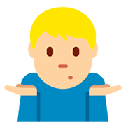 🤷🏼‍♂️ Emoji schulterzuckender Mann: mittelhelle Hautfarbe Twitter Twemoji 12.1.