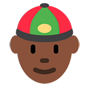 👲🏿 Emoji Hombre Con Gorro Chino: Tono De Piel Oscuro en Twitter Twemoji 12.1.