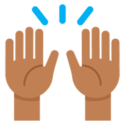 🙌🏾 Emoji Mãos Para Cima: Pele Morena Escura na Twitter Twemoji 12.1.