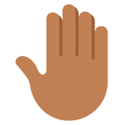 🤚🏾 Emoji erhobene Hand von hinten: mitteldunkle Hautfarbe Twitter Twemoji 12.1.