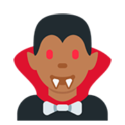 🧛🏾 Emoji Vampir: mitteldunkle Hautfarbe Twitter Twemoji 12.1.