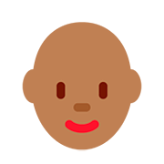 👩🏾‍🦲 Emoji Frau: mitteldunkle Hautfarbe, Glatze Twitter Twemoji 12.1.