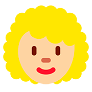 👩🏼‍🦱 Emoji Frau: mittelhelle Hautfarbe, lockiges Haar Twitter Twemoji 12.1.