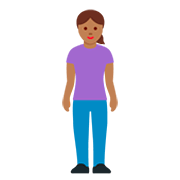 🧍🏾‍♀️ Emoji stehende Frau: mitteldunkle Hautfarbe Twitter Twemoji 12.1.