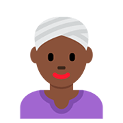 👳🏿‍♀️ Emoji Frau mit Turban: dunkle Hautfarbe Twitter Twemoji 12.1.
