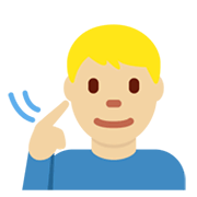 Emoji 🧏🏼‍♂️ Uomo Con Problemi Di Udito: Carnagione Abbastanza Chiara su Twitter Twemoji 13.0.1.