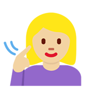 🧏🏼‍♀️ Emoji Mujer Sorda: Tono De Piel Claro Medio en Twitter Twemoji 13.0.1.
