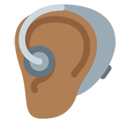 🦻🏾 Emoji Ohr mit Hörhilfe: mitteldunkle Hautfarbe Twitter Twemoji 13.0.1.