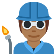 🧑🏾‍🏭 Emoji Fabrikarbeiter(in): mitteldunkle Hautfarbe Twitter Twemoji 13.0.1.