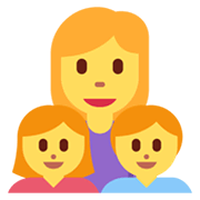 👩‍👧‍👦 Emoji Familia: Mujer, Niña, Niño en Twitter Twemoji 13.0.1.