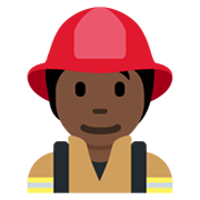 🧑🏿‍🚒 Emoji Feuerwehrmann/-frau: dunkle Hautfarbe Twitter Twemoji 13.0.1.