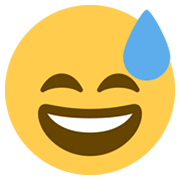 Emoji 😅 Faccina Con Un Gran Sorriso E Goccia Di Sudore su Twitter Twemoji 13.0.1.