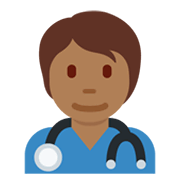 🧑🏾‍⚕️ Emoji Profesional Sanitario: Tono De Piel Oscuro Medio en Twitter Twemoji 13.0.1.