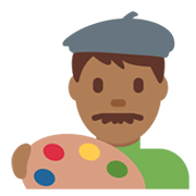 👨🏾‍🎨 Emoji Artista Hombre: Tono De Piel Oscuro Medio en Twitter Twemoji 13.0.1.