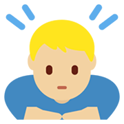 Emoji 🙇🏼‍♂️ Uomo Che Fa Inchino Profondo: Carnagione Abbastanza Chiara su Twitter Twemoji 13.0.1.