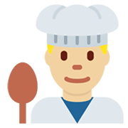Émoji 👨🏼‍🍳 Cuisinier : Peau Moyennement Claire sur Twitter Twemoji 13.0.1.