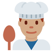 Émoji 👨🏽‍🍳 Cuisinier : Peau Légèrement Mate sur Twitter Twemoji 13.0.1.
