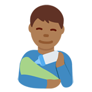 👨🏾‍🍼 Emoji Homem Alimentando Bebê: Pele Morena Escura na Twitter Twemoji 13.0.1.