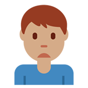 🙍🏽‍♂️ Emoji missmutiger Mann: mittlere Hautfarbe Twitter Twemoji 13.0.1.