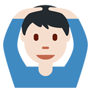 🙆🏻‍♂️ Emoji Mann mit Händen auf dem Kopf: helle Hautfarbe Twitter Twemoji 13.0.1.