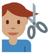 💇🏽‍♂️ Emoji Mann beim Haareschneiden: mittlere Hautfarbe Twitter Twemoji 13.0.1.