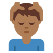 💆🏾‍♂️ Emoji Homem Recebendo Massagem Facial: Pele Morena Escura na Twitter Twemoji 13.0.1.