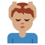 💆🏽‍♂️ Emoji Mann, der eine Kopfmassage bekommt: mittlere Hautfarbe Twitter Twemoji 13.0.1.