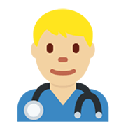 👨🏼‍⚕️ Emoji Profesional Sanitario Hombre: Tono De Piel Claro Medio en Twitter Twemoji 13.0.1.