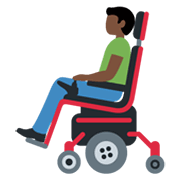 👨🏿‍🦼 Emoji Homem Em Cadeira De Rodas Motorizada: Pele Escura na Twitter Twemoji 13.0.1.