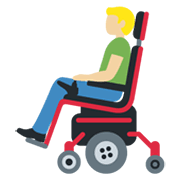 👨🏼‍🦼 Emoji Mann in elektrischem Rollstuhl: mittelhelle Hautfarbe Twitter Twemoji 13.0.1.