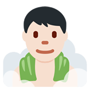 🧖🏻‍♂️ Emoji Mann in Dampfsauna: helle Hautfarbe Twitter Twemoji 13.0.1.