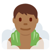 🧖🏾‍♂️ Emoji Homem Na Sauna: Pele Morena Escura na Twitter Twemoji 13.0.1.