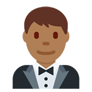 🤵🏾‍♂️ Emoji Mann im Tuxedo: mitteldunkle Hautfarbe Twitter Twemoji 13.0.1.
