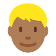 👱🏾‍♂️ Emoji Homem: Pele Morena Escura E Cabelo Loiro na Twitter Twemoji 13.0.1.