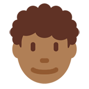 👨🏾‍🦱 Emoji Mann: mitteldunkle Hautfarbe, lockiges Haar Twitter Twemoji 13.0.1.